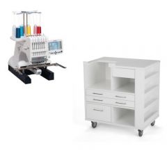 Janome MB-7 Commercial Embroidery Machine with Ava Machine Cabinet