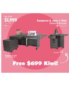 Kangaroo and Joey II Sewing Machine Cabinet in Grey with Free Kiwi