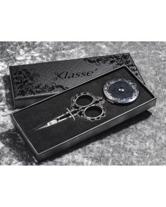 Klasse Black Embroidery Scissor And Tape Measure Gift Set Set 2 Piece Box Set