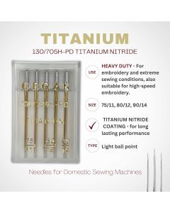 Organ Titanium Sewing and Embroidery Needles Multi Size Pack of 5