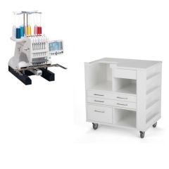 Janome MB-7 Commercial Embroidery Machine with Ava Machine Cabinet