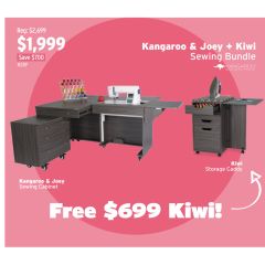 Kangaroo and Joey II Sewing Machine Cabinet in Grey with Free Kiwi